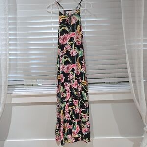Band of Gypsies Black Maxi Dress with Pink Floral Print